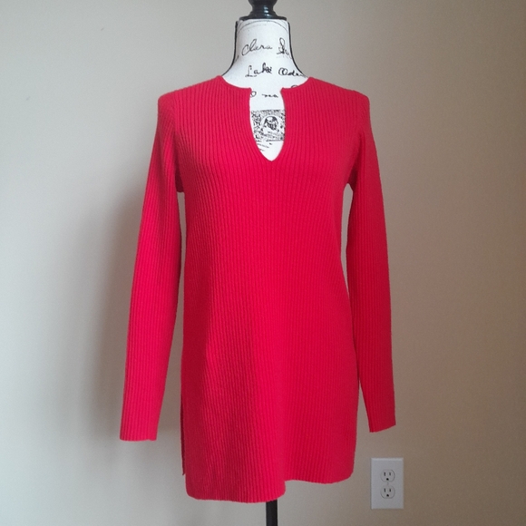 Ett Twa Anthropologie red wool blend sweater womens XS - Picture 1 of 10